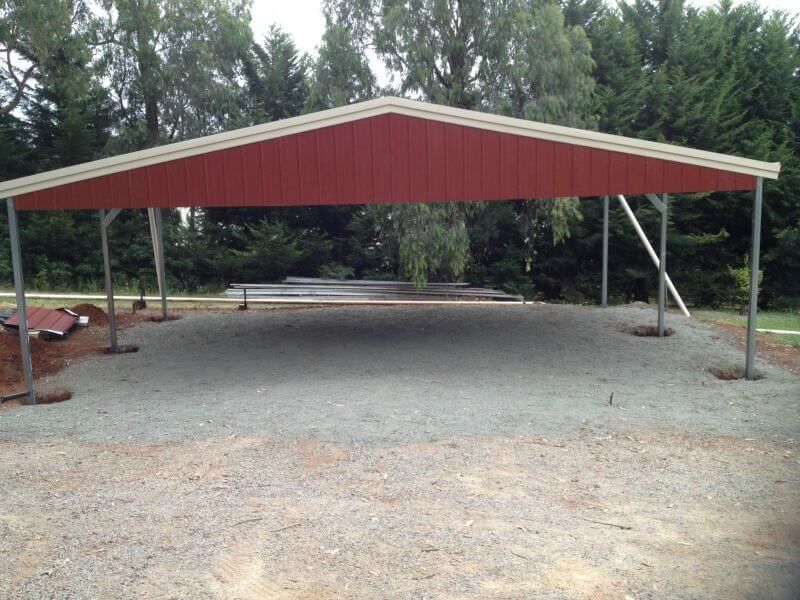 A Red Carport - Wallan, VIC - Victorian Garages & Barns