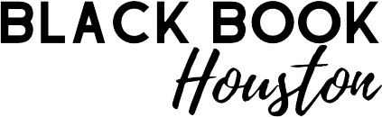 A black and white logo for black book houston.