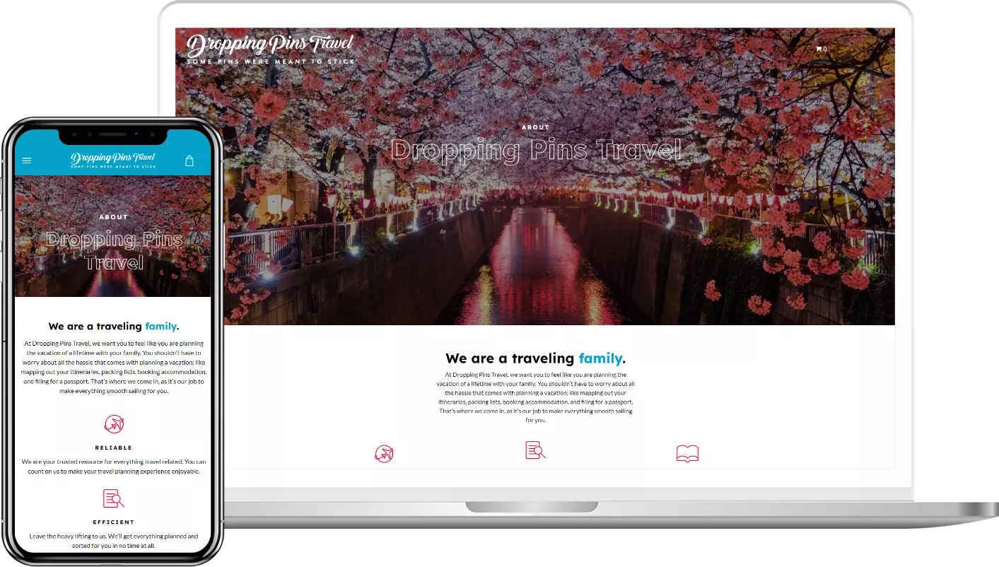 A laptop and a cell phone are displaying a website.