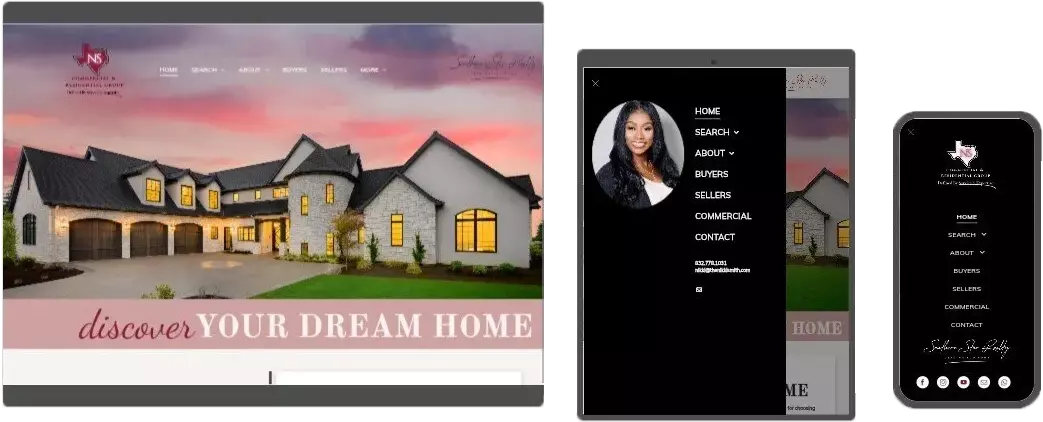 There is a picture of a house on the website and a picture of a phone.