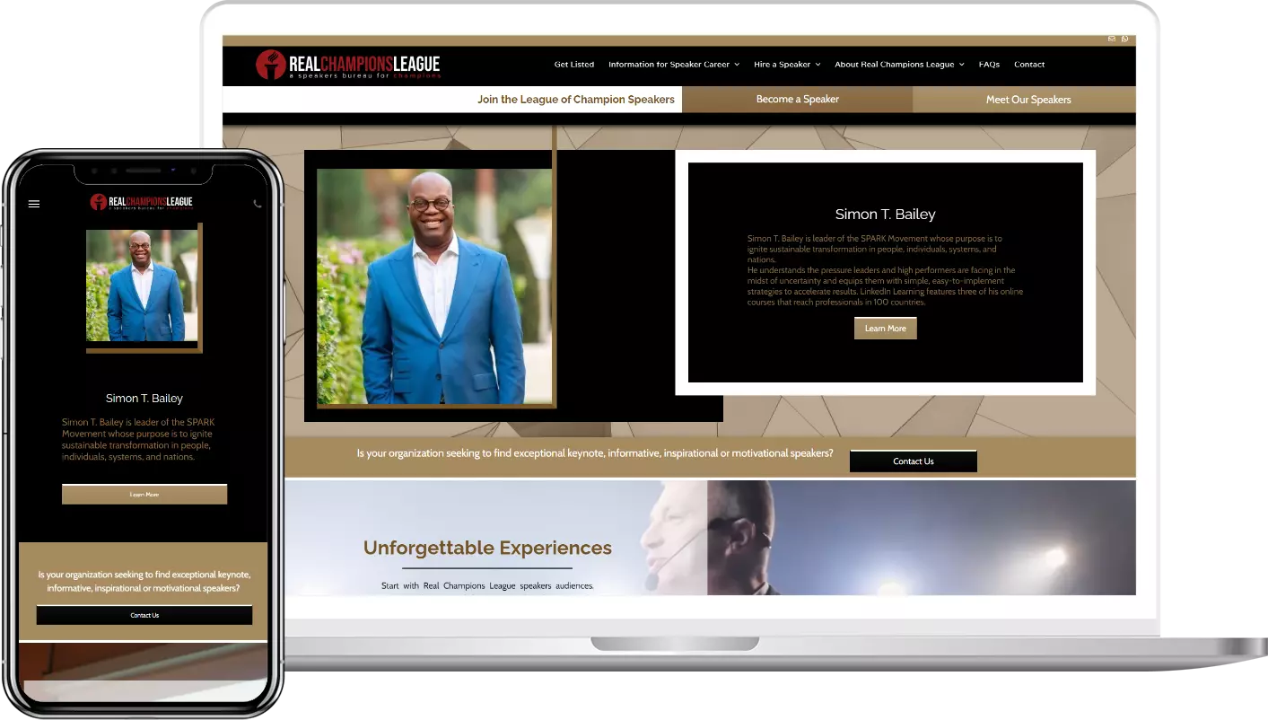 A laptop and a cell phone are displaying a website.