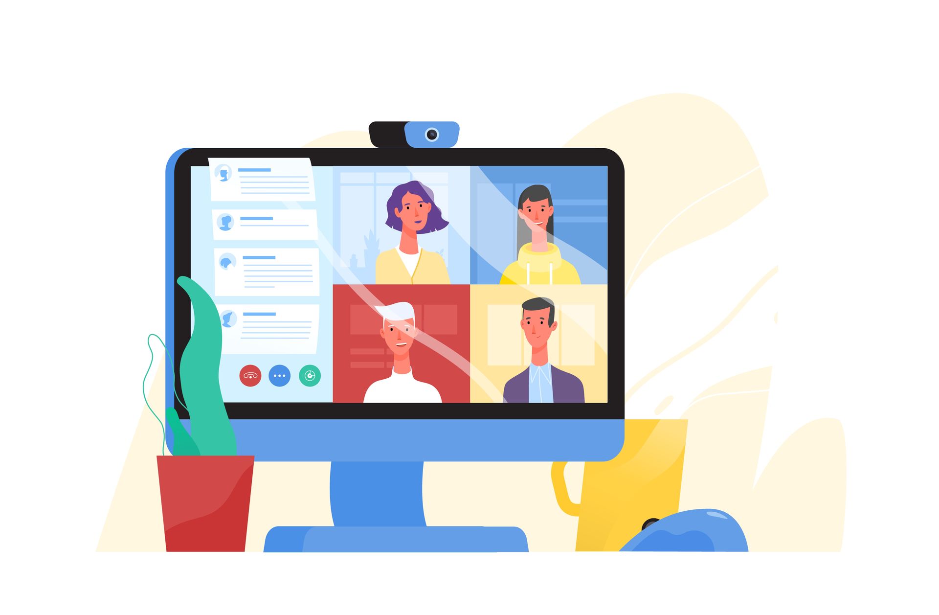 A group of people are having a video call on a computer.