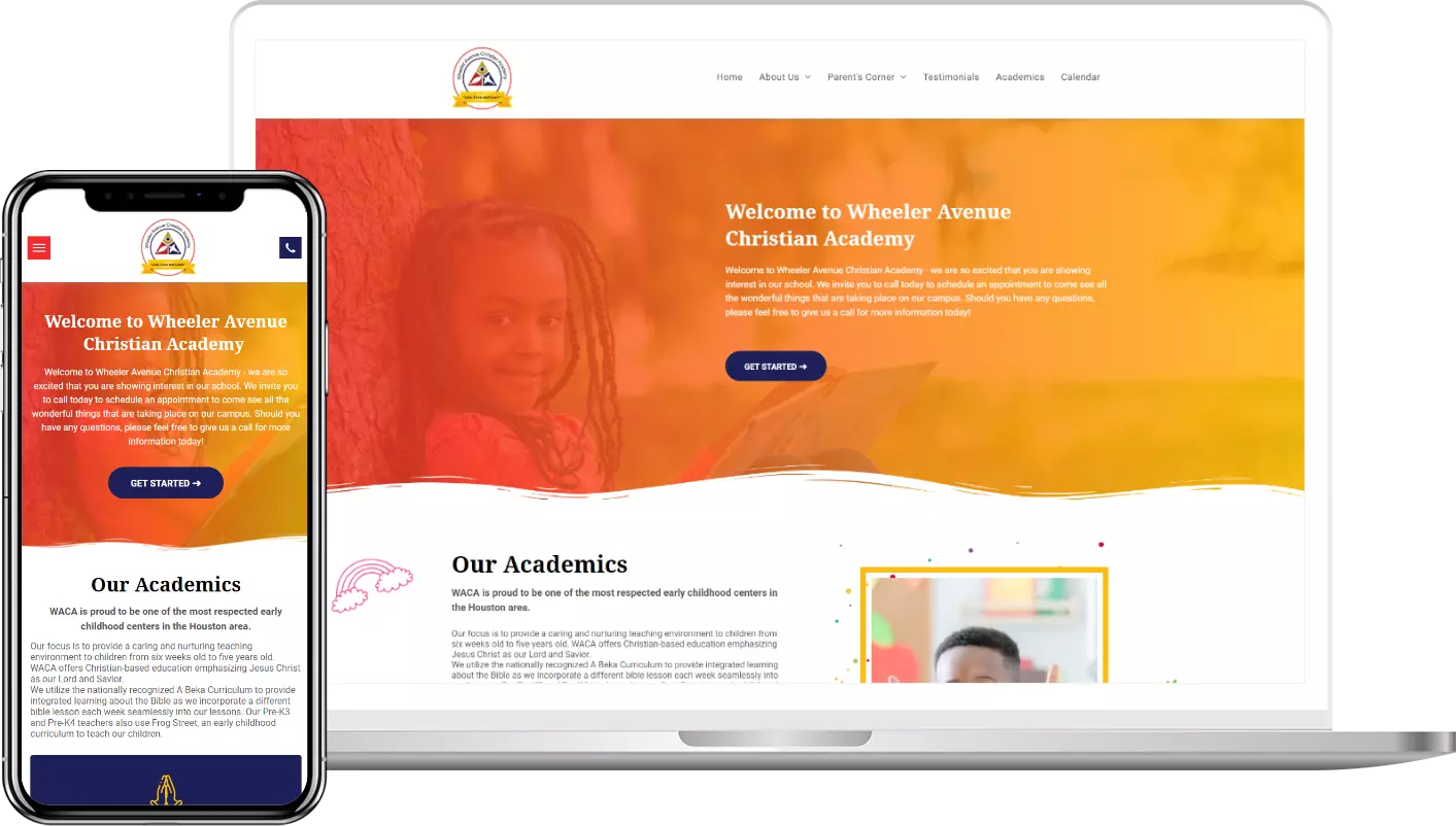 A laptop and a cell phone are displaying a website.
