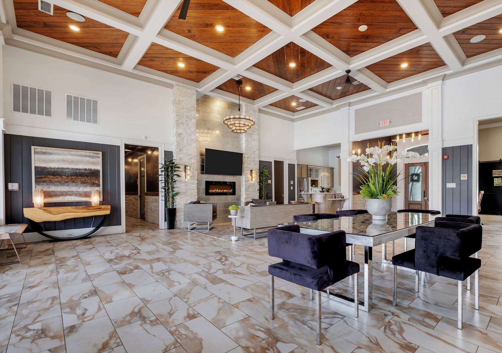 Our lobby features marble floors, comfortable seating area, and large windows; it's the perfect lounge area.