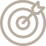 Bullseye target with an arrow hitting the center in light beige outline
