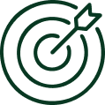 Green target icon with an arrow hitting the center