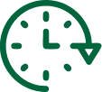 Green clock with circular arrow, indicating time history or refresh