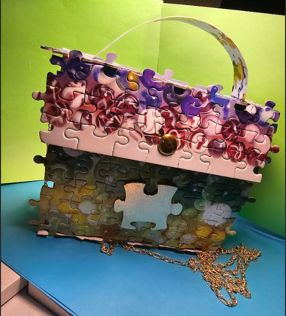 Puzzle Purse made from Jigsaw puzzle pieces