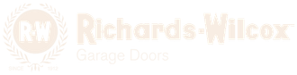 Faded Richards-Wilcox Garage Doors logo with a circular RW emblem on a light background
