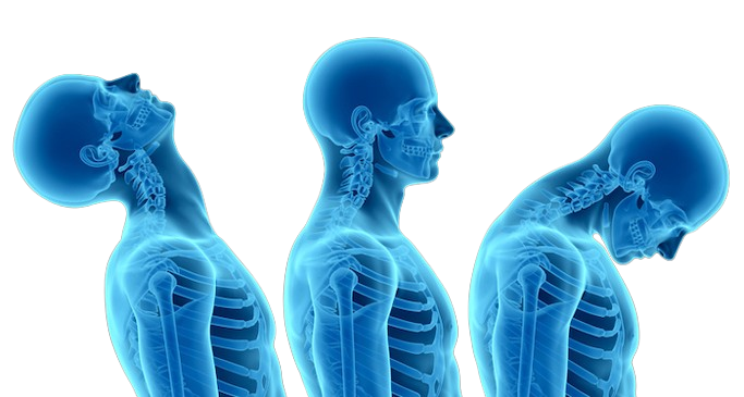 A x-ray of a man 's skeleton showing the bones of the neck.
