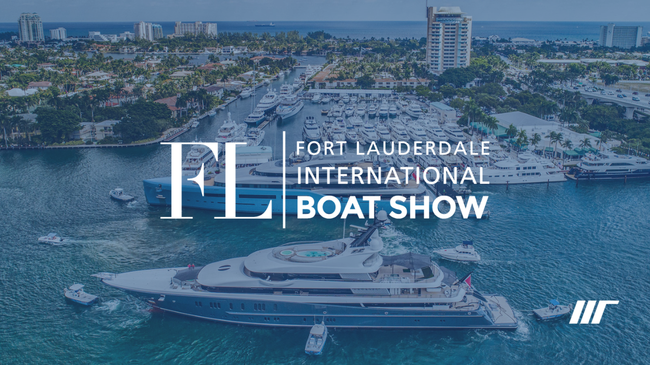 An aerial view of the fort lauderdale international boat show.