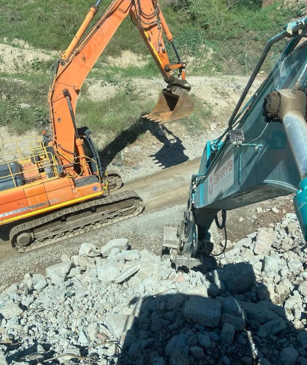 Excavators On Site For Recycled Concrete — Greenline Recycling in Redland Bay, QLD