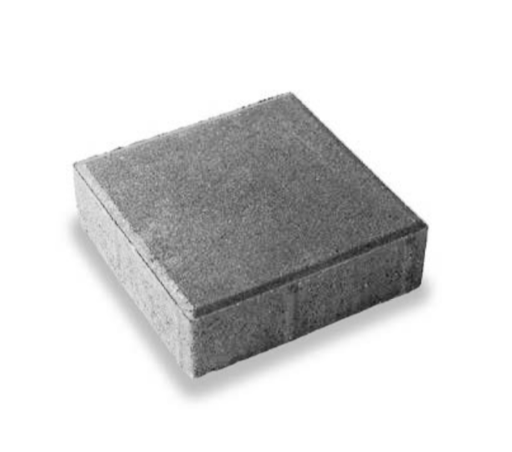 Um ladrilho quadrado de concreto está sobre uma superfície branca.