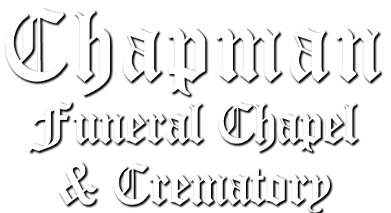 Chapman Funeral Chapel & Crematory logo in ornate gray lettering on white background