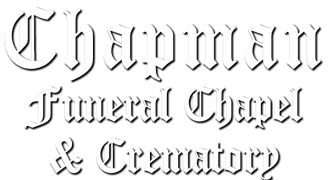 Chapman Funeral Chapel & Crematory logo in ornate gray lettering on white background
