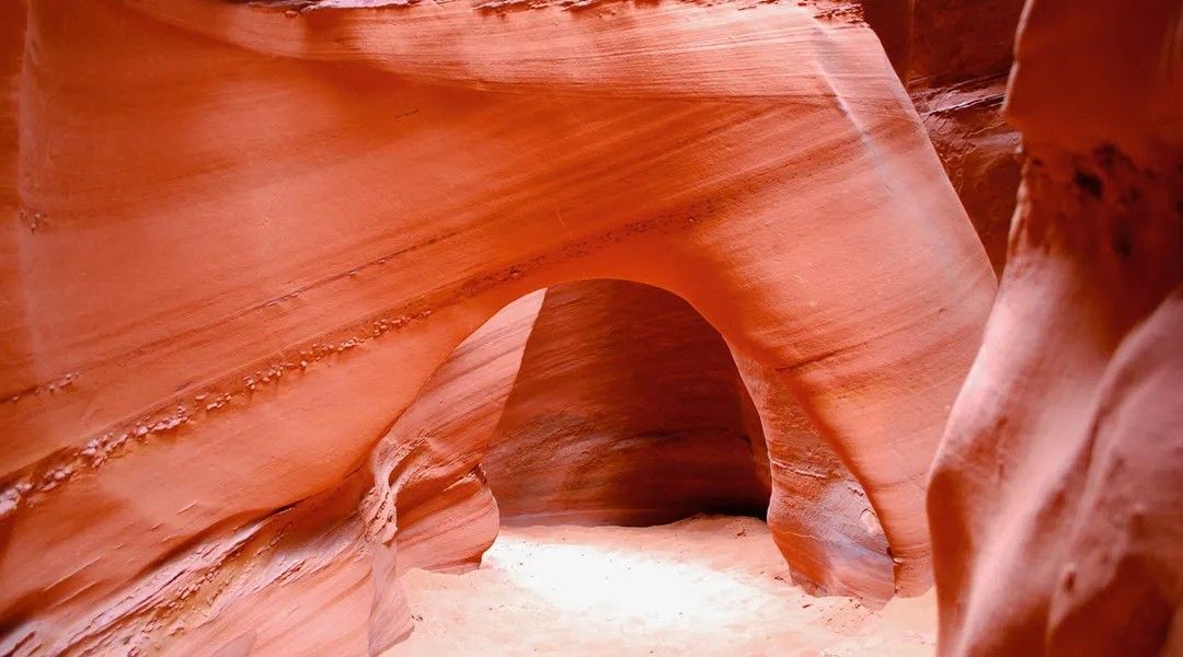 A close up of a rock formation in a canyon.