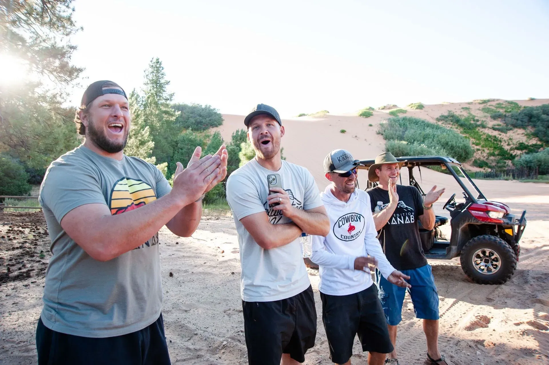 A group of people laughing and smiling
