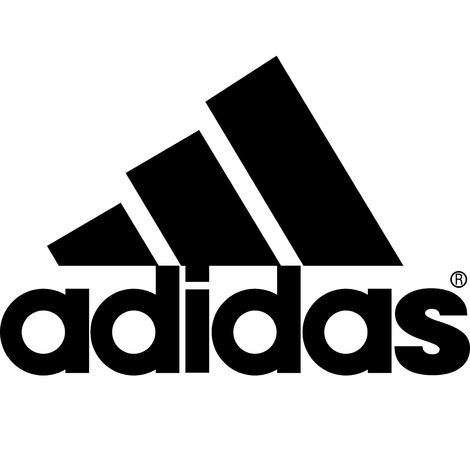 A black and white adidas logo on a white background.