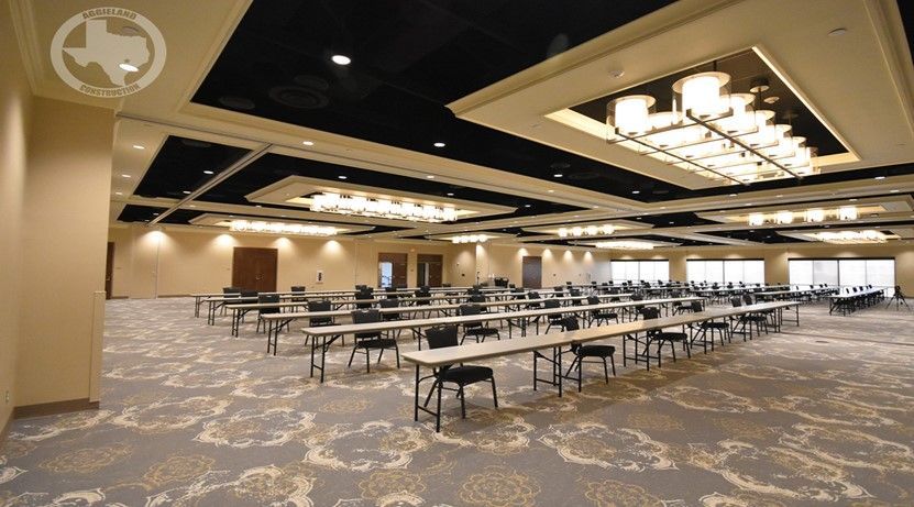 A large ballroom at Reed Arena at Texas A&M