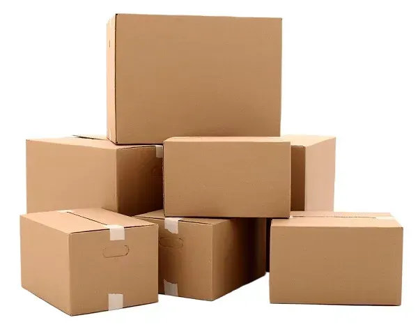 Pile of brown cardboard boxes.