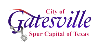 City of Gatesville logo with purple script and red &ldquo;Spur Capital of Texas&rdquo; tagline