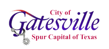 City of Gatesville logo with purple script and red &ldquo;Spur Capital of Texas&rdquo; tagline