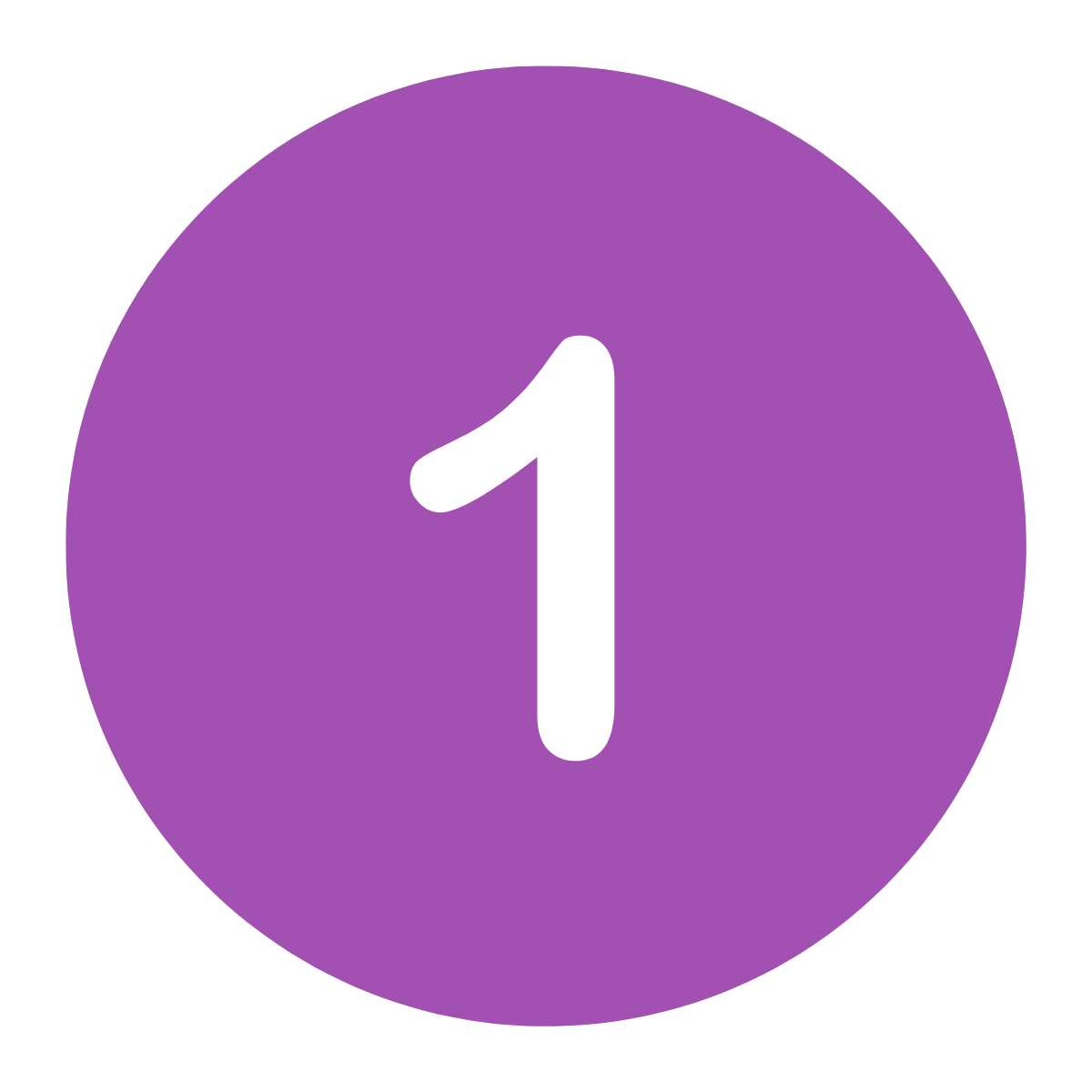 Purple circle with a white number 1 in the center