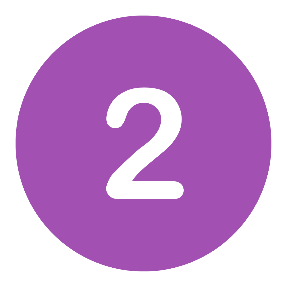 Purple circle with the number 2 in white centered inside