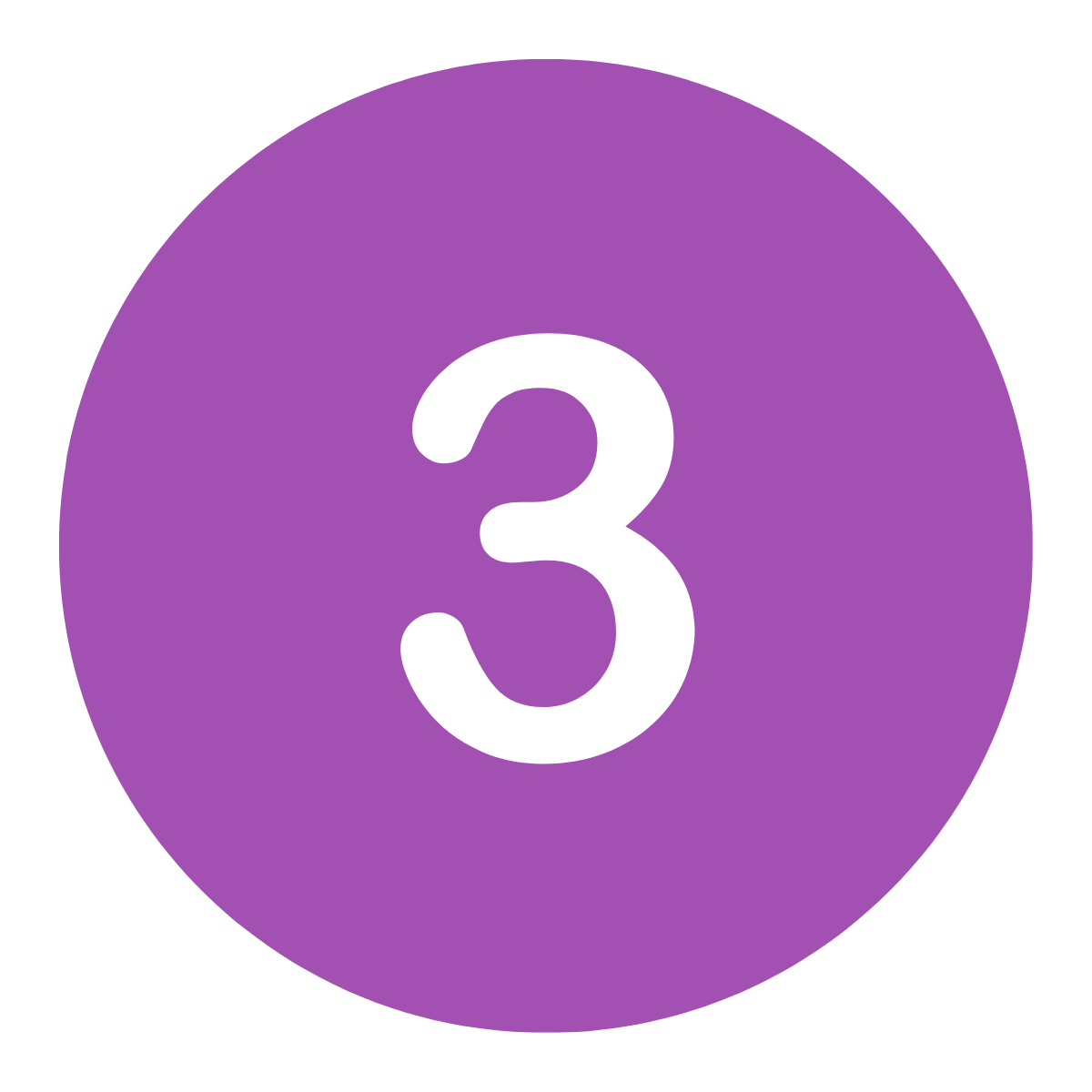 Purple circle with a white number 3 centered inside.