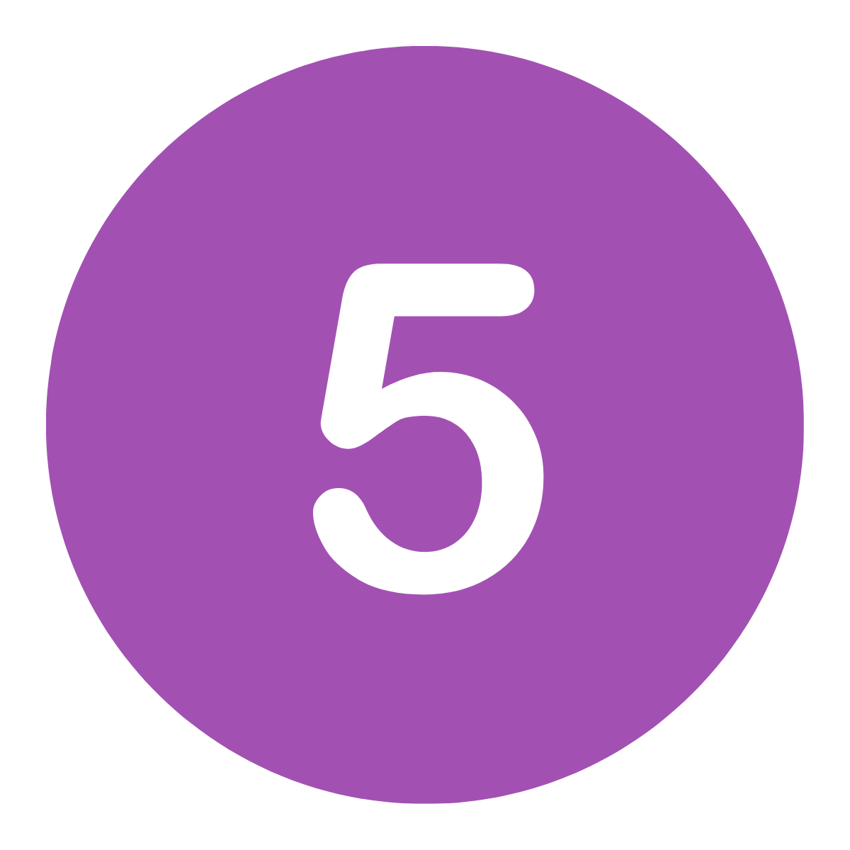 White number 5 on a purple circle
