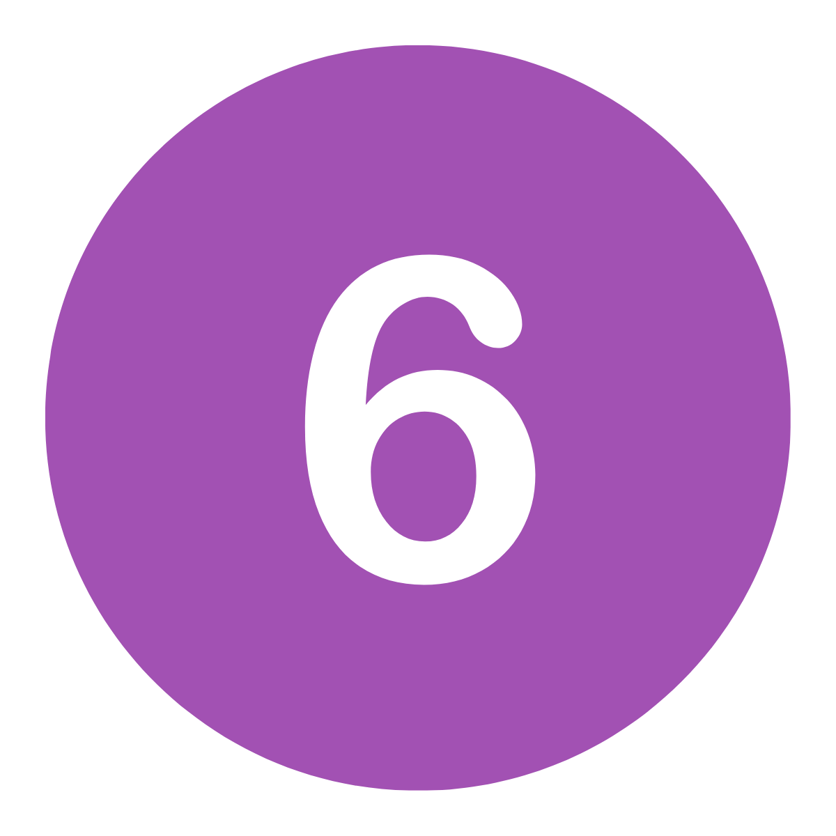 White number 6 on a purple circle