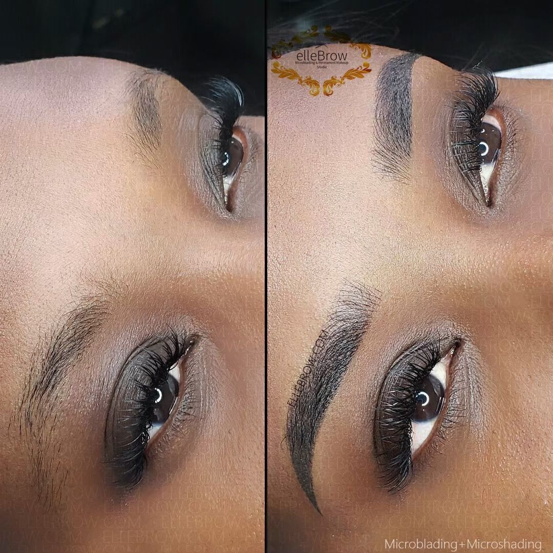 Microblading on Dark Skin before and after
