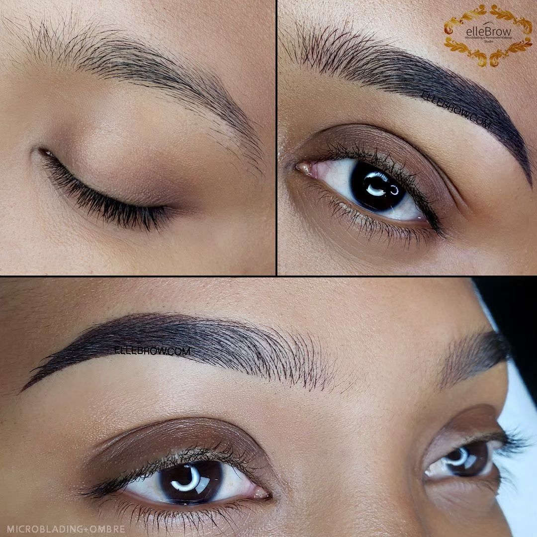 Eyebrow Microblading on Dark Skin before and after