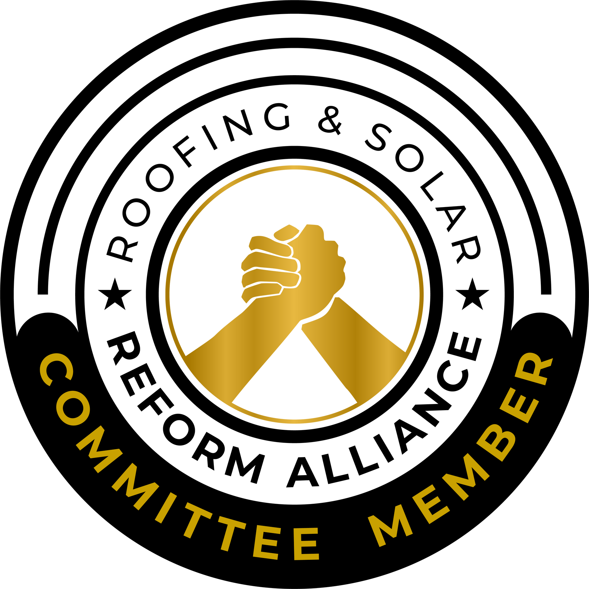 The logo for the roofing and solar reform alliance committee member