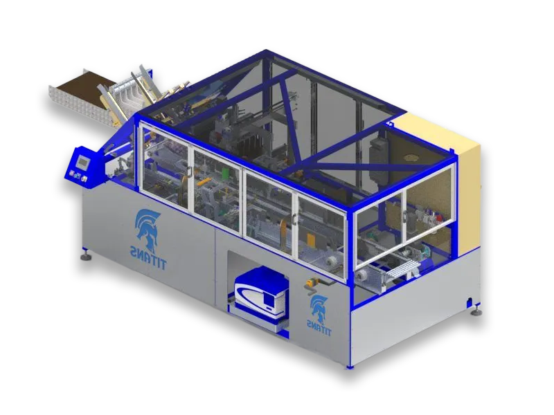 Titans Packaging - T15 automatic tray packer for finished cartons. Speeds up to 15 cycles per minute.