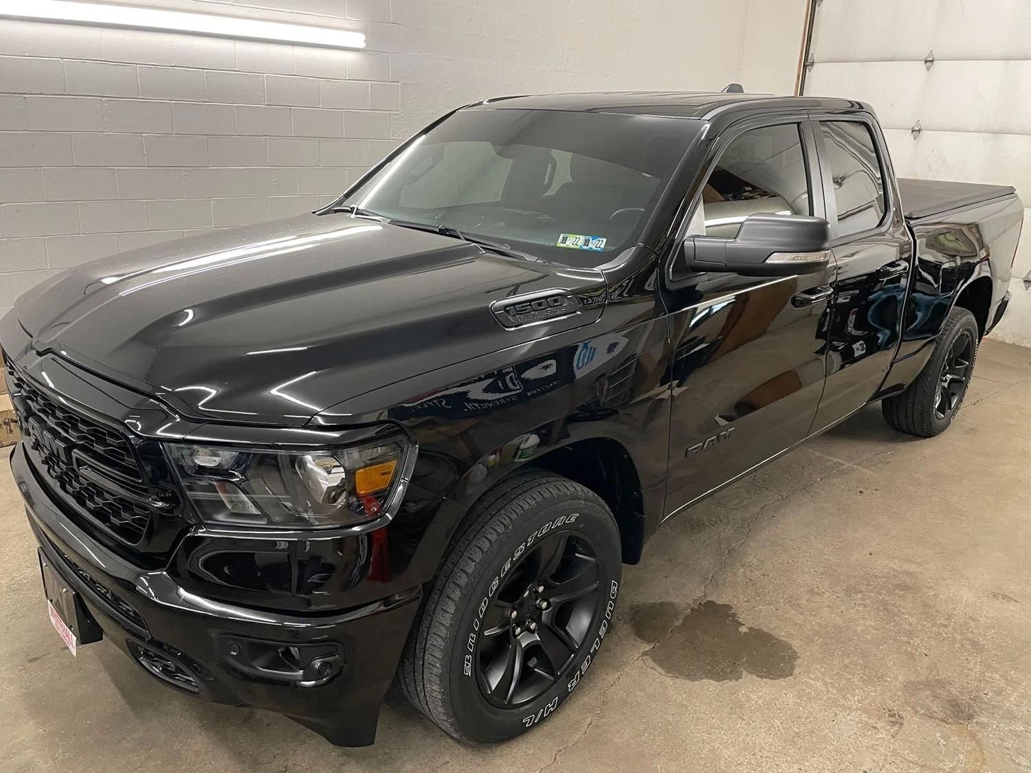 Pickup truck with tinted windows