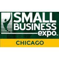 Small Business Expo Chicago logo with white text on green background and yellow bar.