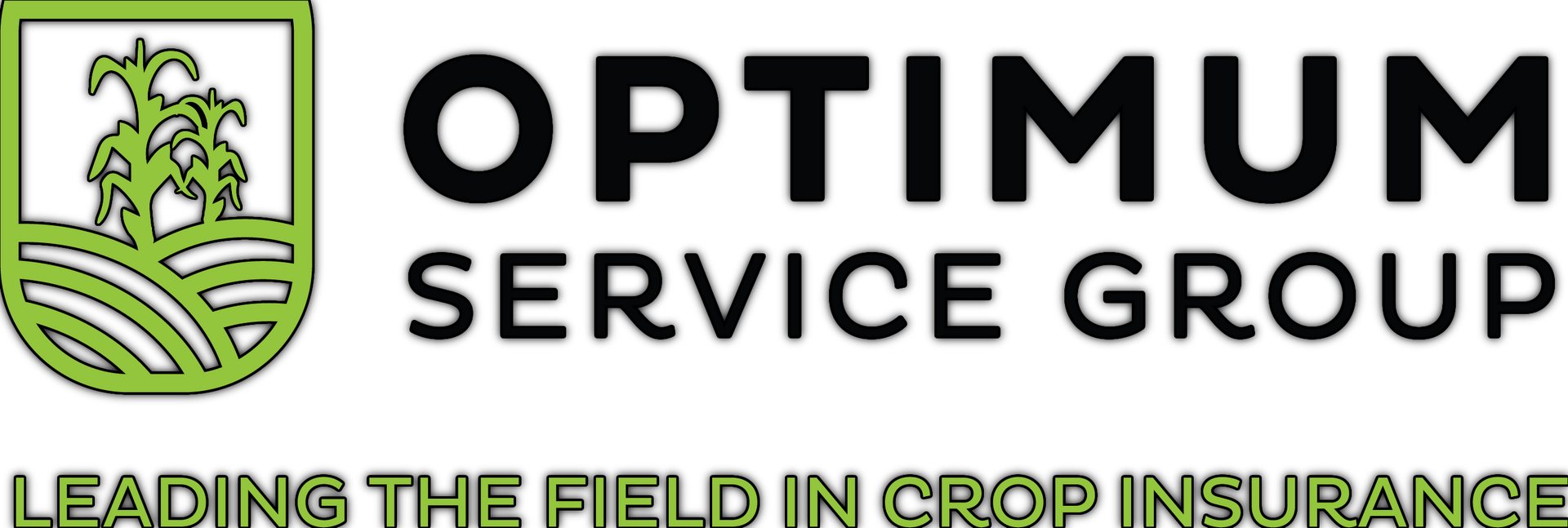 Optimum Service Group logo with green shield icon and “Leading the Field in Crop Insurance” tagline