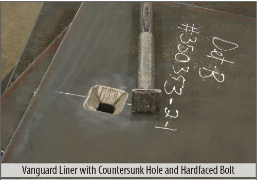 Vangaurd Alloy Wear Plate Liner with Countersunk Holes and Harfaced Bolts - AR500