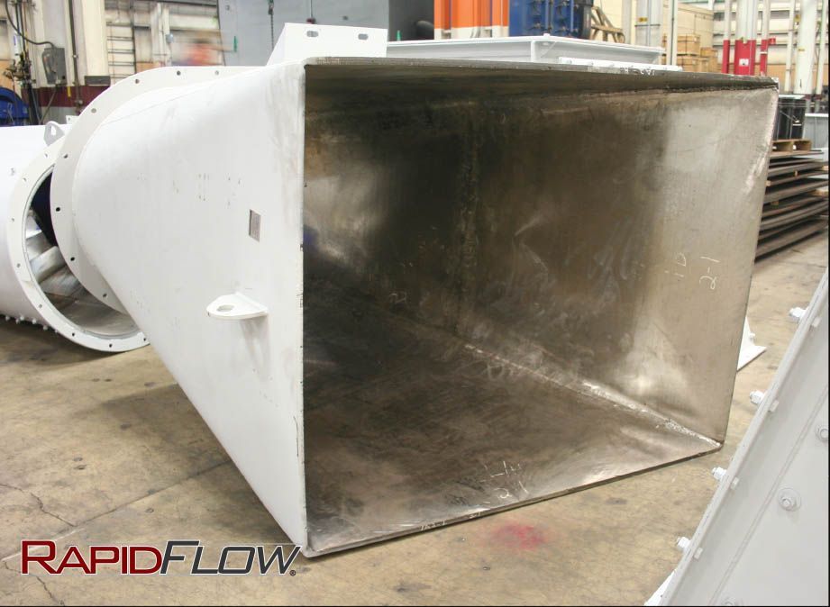 SAS Material Handling Chute fabricated from RapidFlow Smooth Finish Carbide Overlay plate