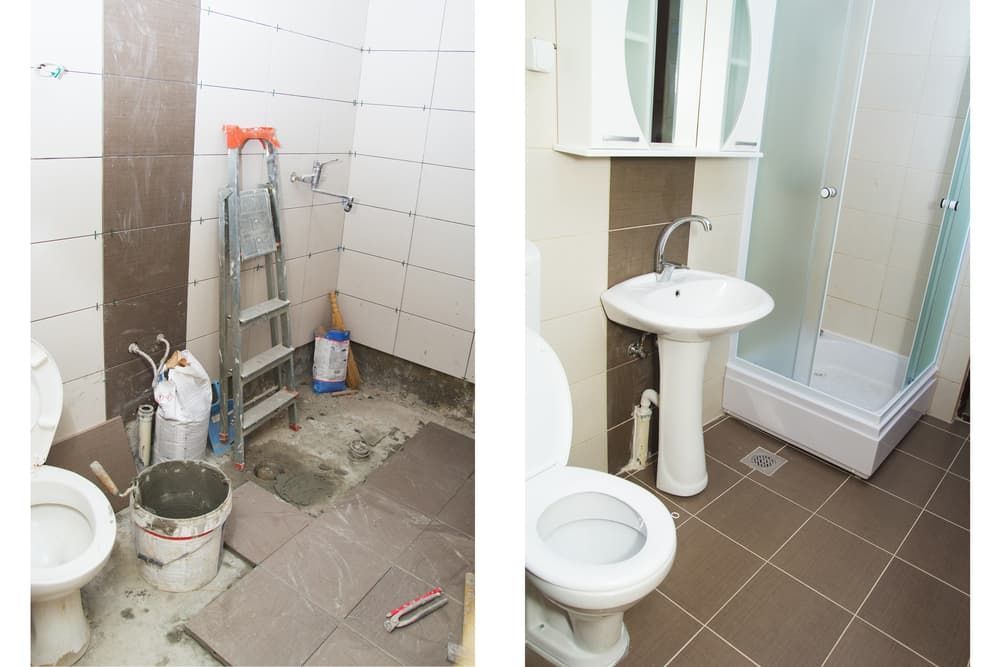 Before and After Picture Of A Bathroom After Renovation — Russell Plumbing In Manunda, QLD