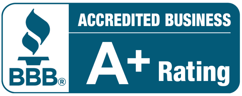 BBB Accredited Business logo with a blue background and white text reading 