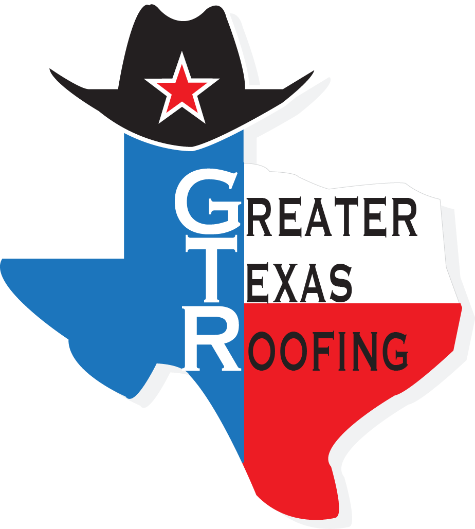 a logo for greater texas roofing with a cowboy hat