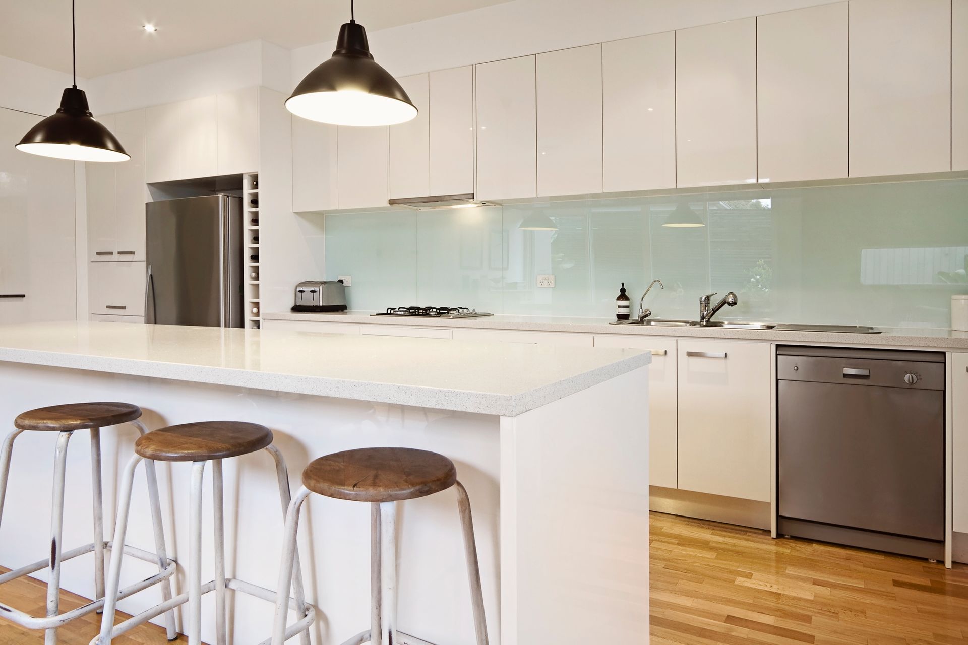 White Contemporary Kitchen — Sale, VIC — Madden Glass & Aluminium