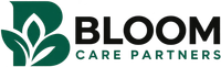 Bloom Care Partners logo with green leaf icon and black text on a white background