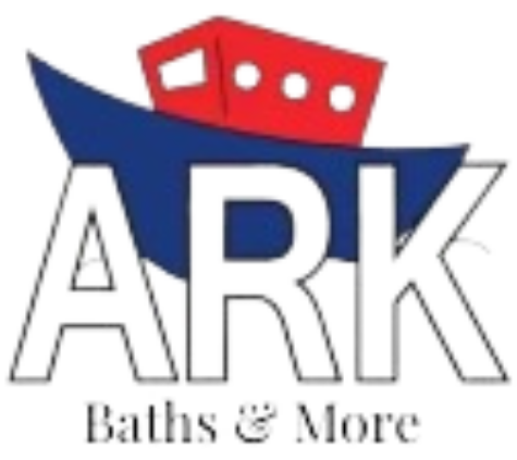 ARK Baths & More logo with red and blue ship