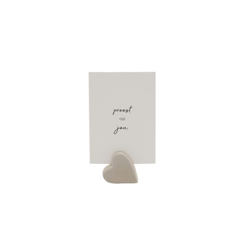 Leeff Claire keramieken hartjeshouder met kaart Proost op jou
