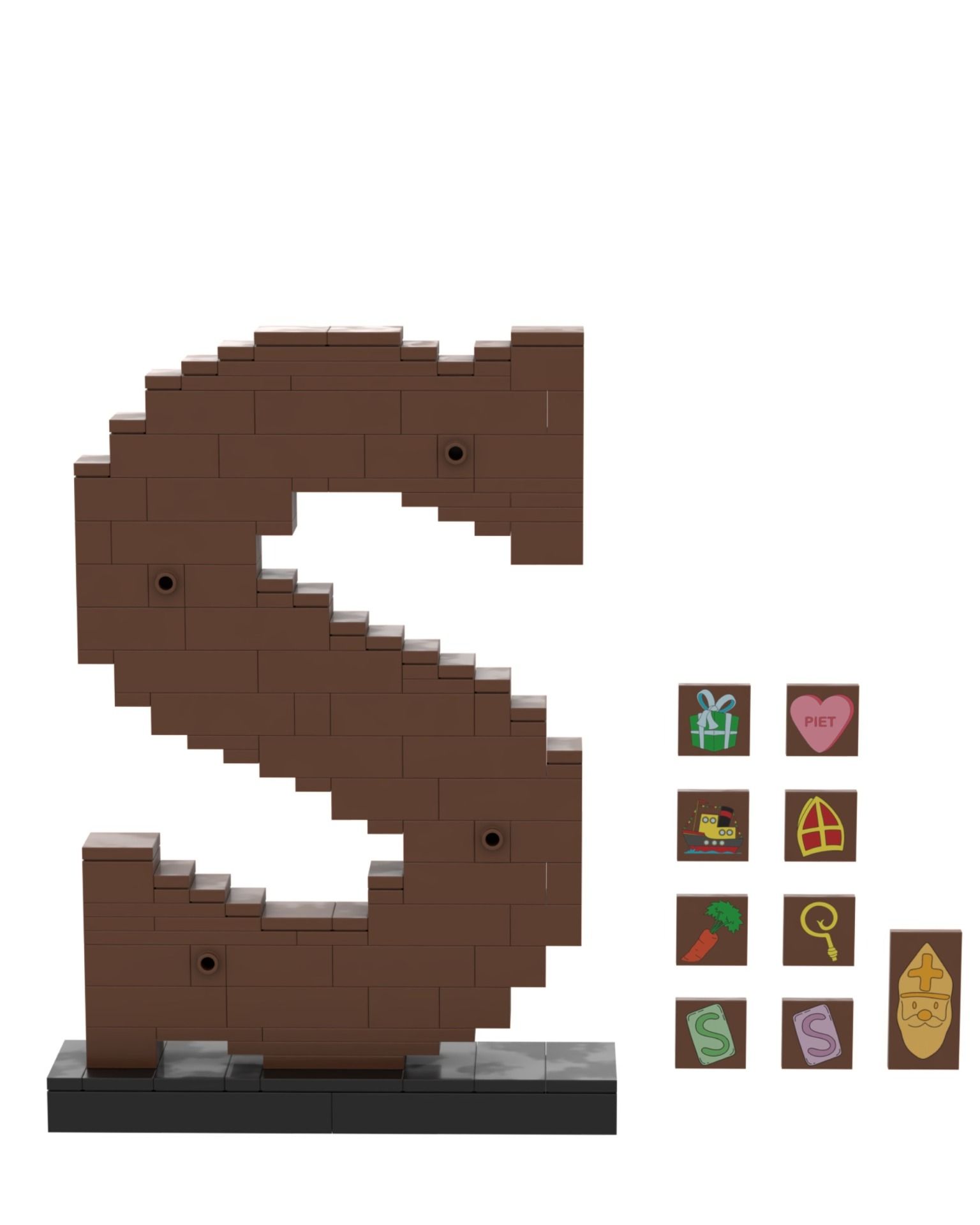 Bouw je eigen chocoladeletter van SintBricks