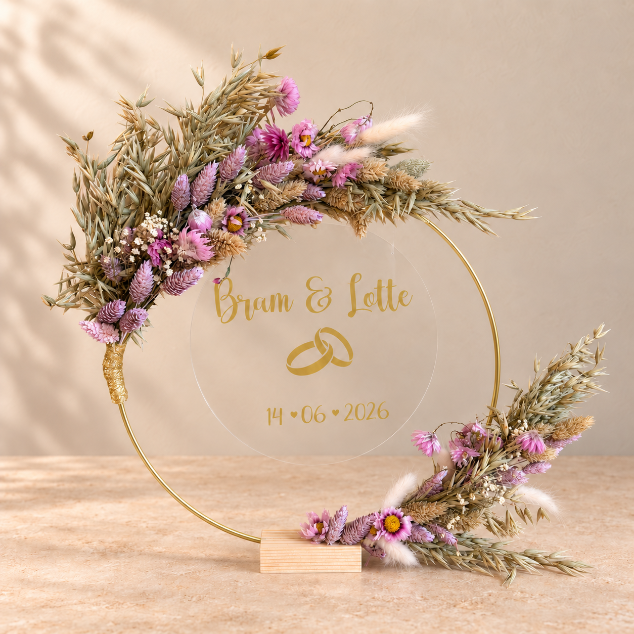 Gepersonaliseerde bloemenring goud – 30 cm