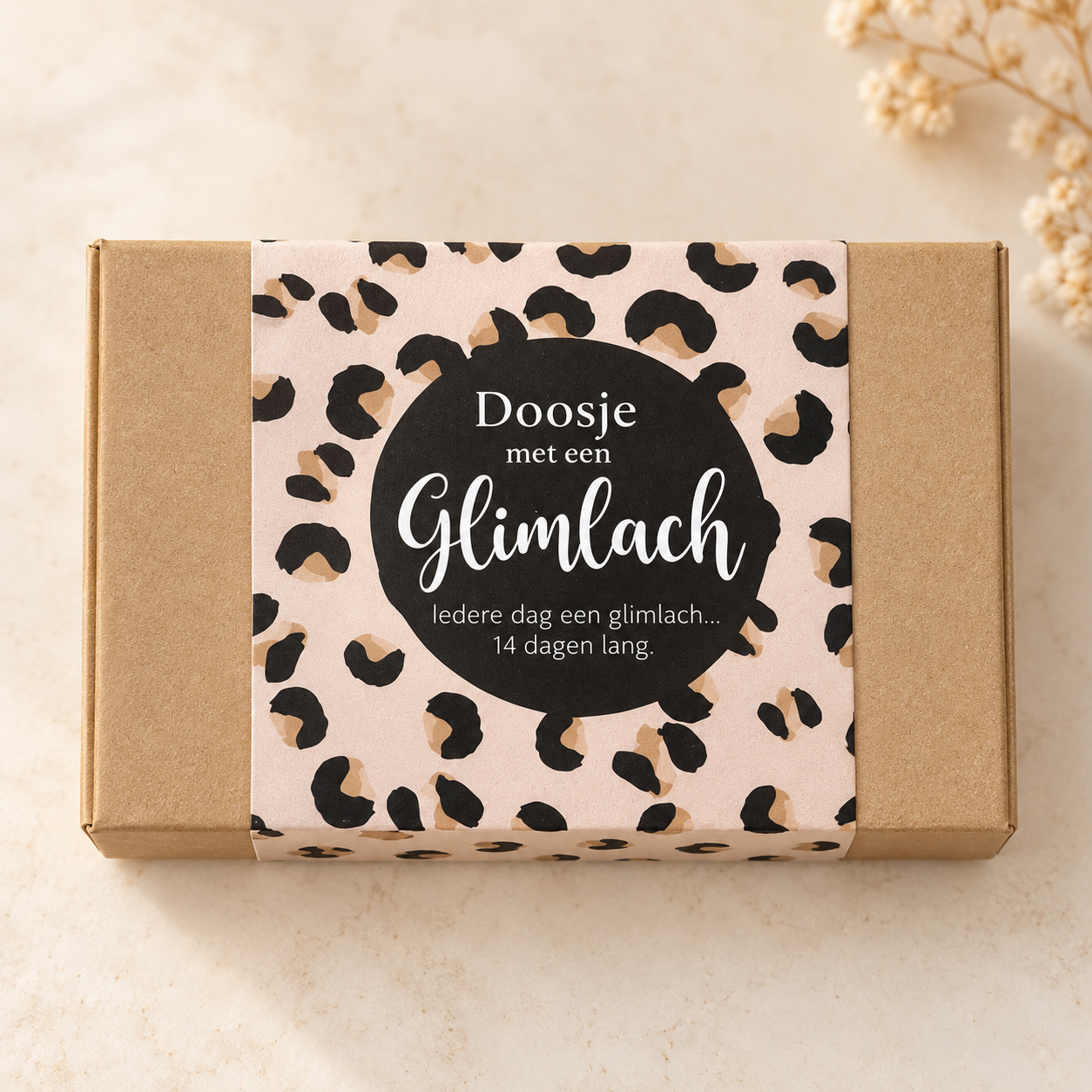 Give-X Doosje met een Glimlach met panterprint